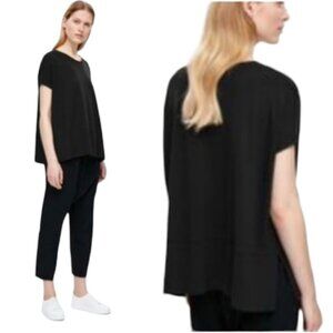 COS Oversized Side Slits Jersey Tunic Loose Square Minimalist Crew Neck Stretch